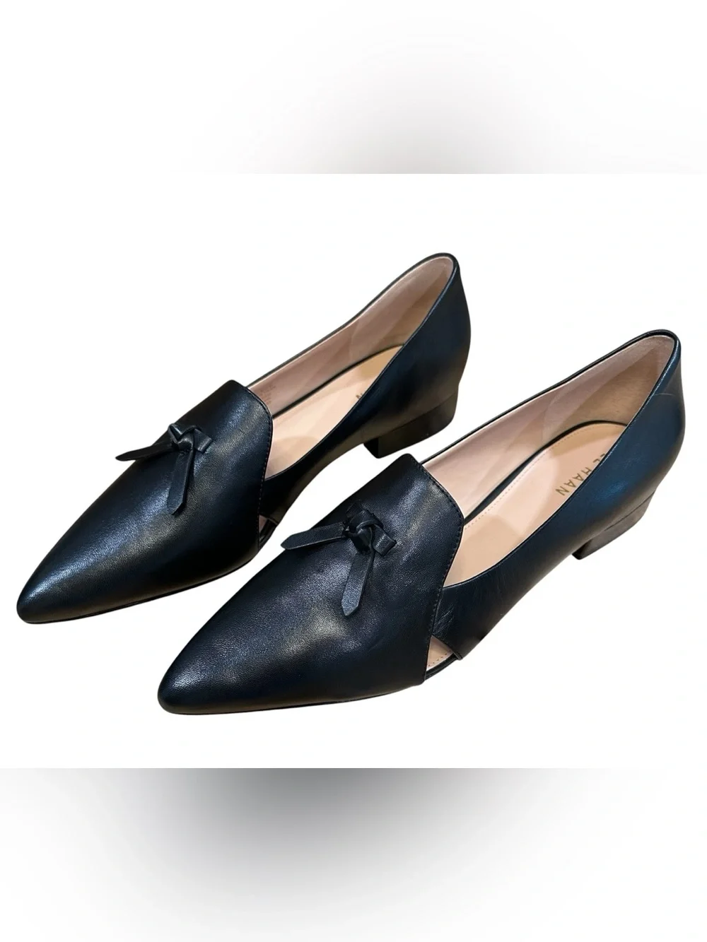 NWOB Cole Haan Black Viola Skimmer Leather Loafers with Bow Trim 9.5 Women’s